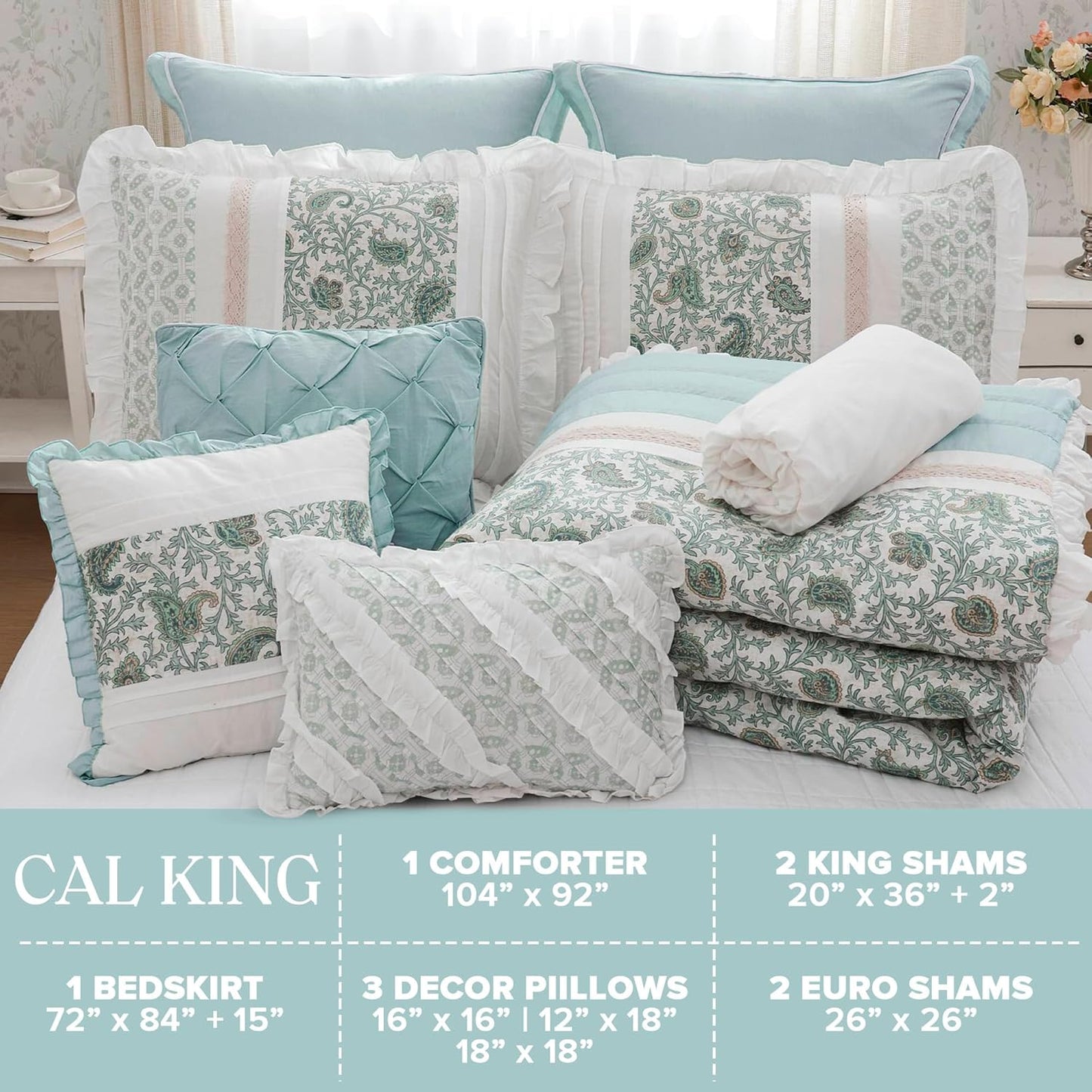 🛏️【Limited-time Special Offer】Madison Park Dawn Pure Cotton Comfort Bedding Set of 9 Items 💎