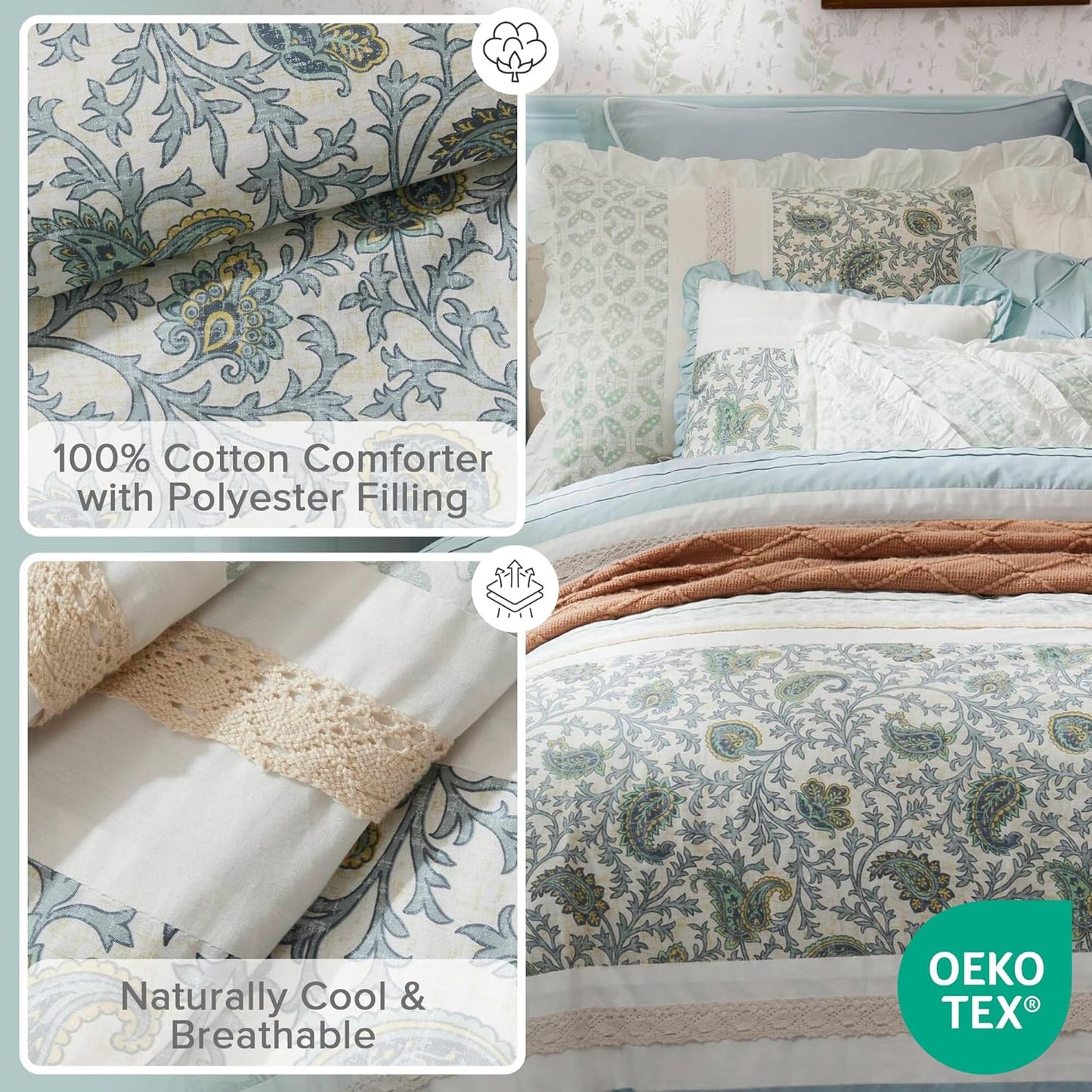 🛏️【Limited-time Special Offer】Madison Park Dawn Pure Cotton Comfort Bedding Set of 9 Items 💎
