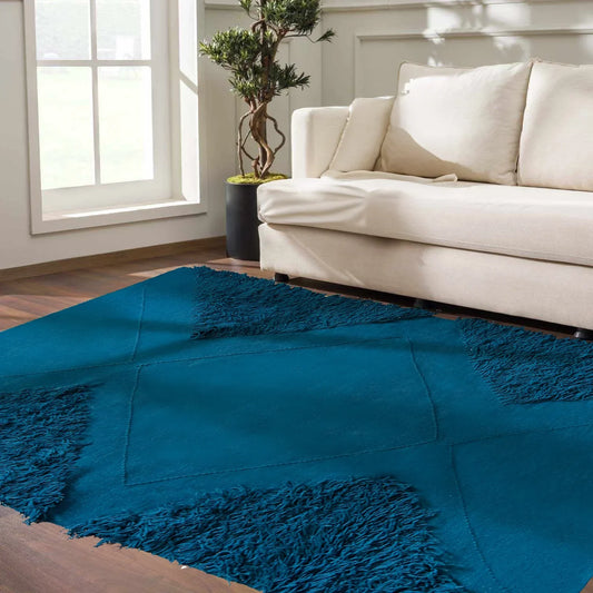 Teal and Blue Rug - Tufted Wool