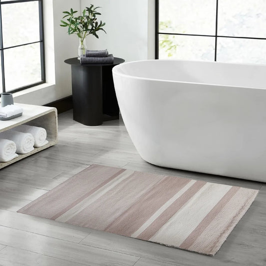 Beige Bath Mat - Cotton Washable