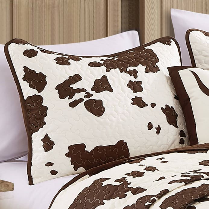 Rustic Cowhide Brown Cow Skull Quilt Set