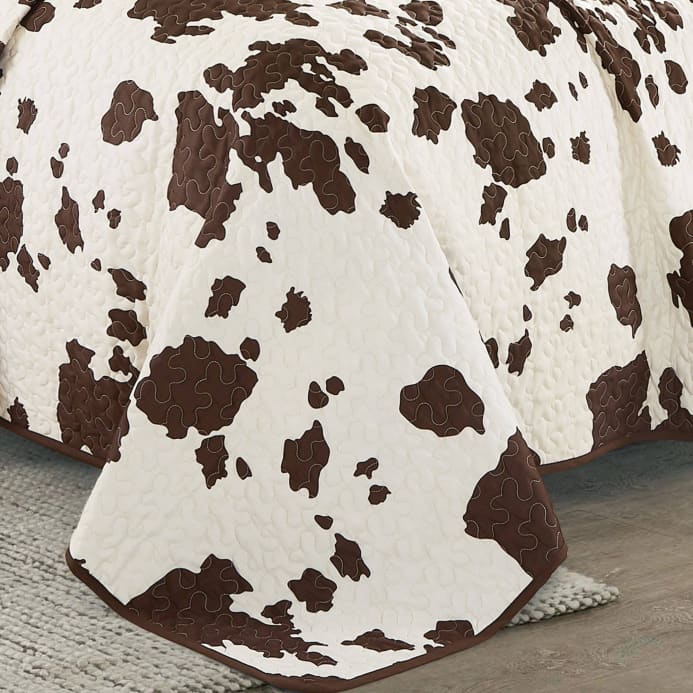 Rustic Cowhide Brown Cow Skull Quilt Set