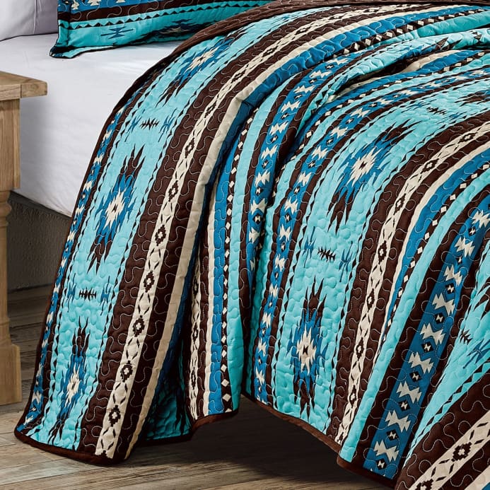 Southwest Turquoise Aztec Quilt Set