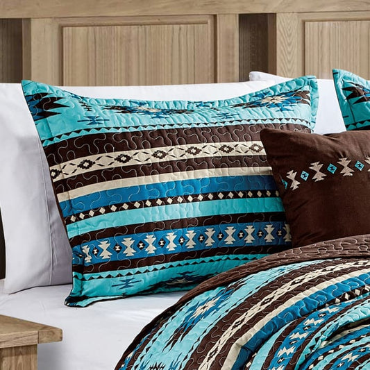 Southwest Turquoise Aztec Quilt Set