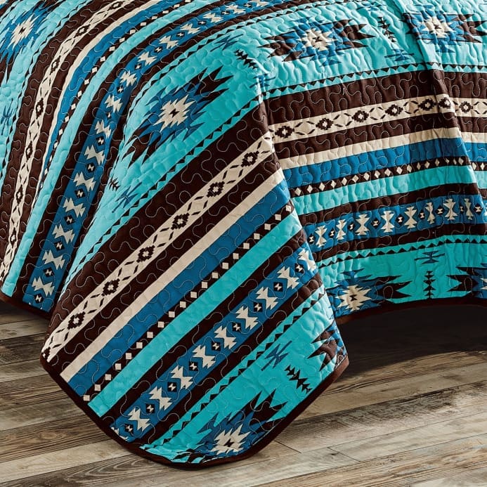 Southwest Turquoise Aztec Quilt Set