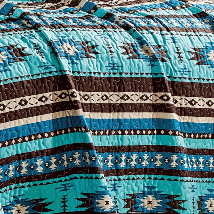 Southwest Turquoise Aztec Quilt Set