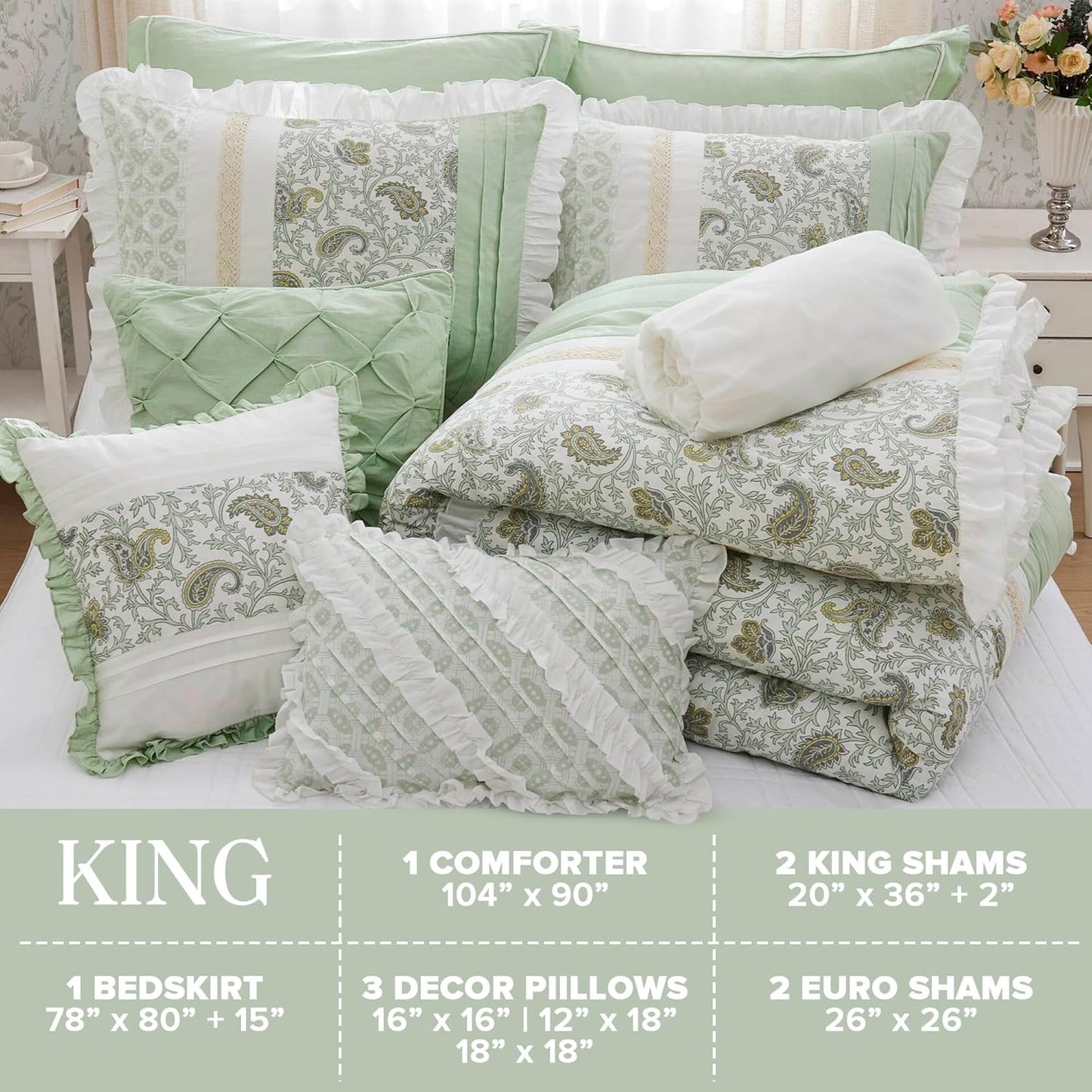 🛏️【Limited-time Special Offer】Madison Park Dawn Pure Cotton Comfort Bedding Set of 9 Items 💎