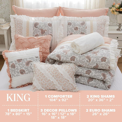 🛏️【Limited-time Special Offer】Madison Park Dawn Pure Cotton Comfort Bedding Set of 9 Items 💎