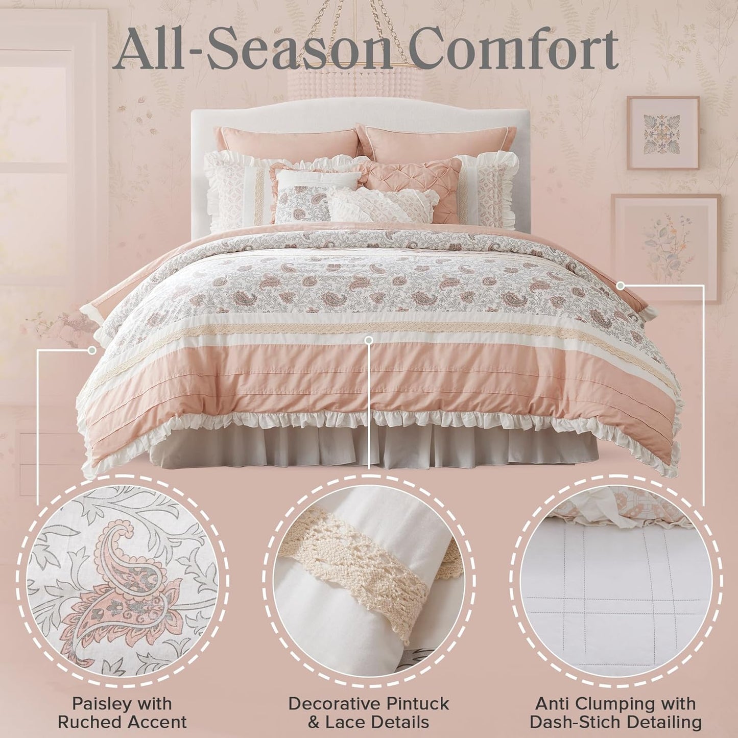 🛏️【Limited-time Special Offer】Madison Park Dawn Pure Cotton Comfort Bedding Set of 9 Items 💎