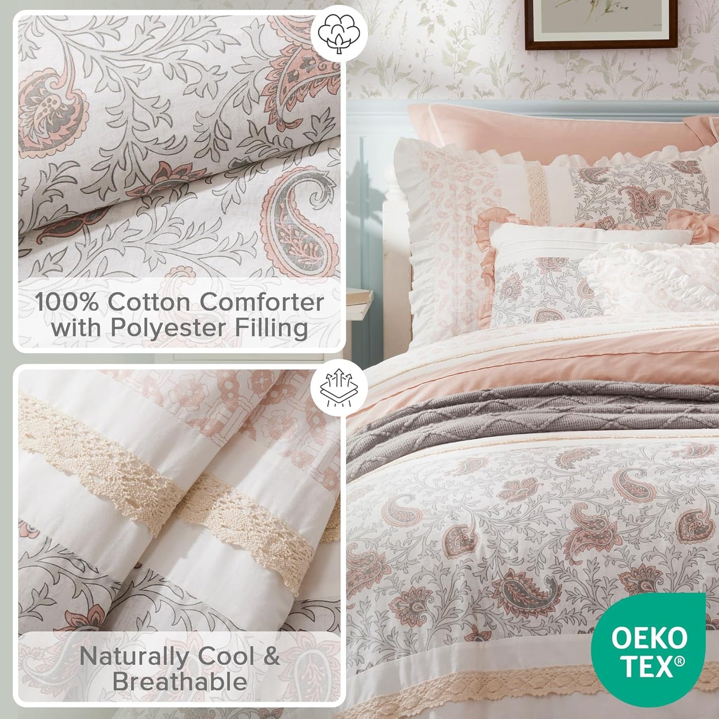 🛏️【Limited-time Special Offer】Madison Park Dawn Pure Cotton Comfort Bedding Set of 9 Items 💎