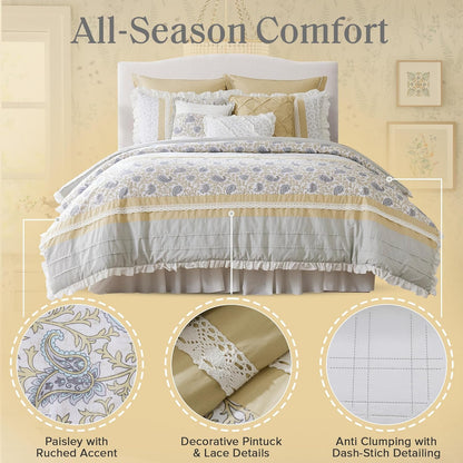 🛏️【Limited-time Special Offer】Madison Park Dawn Pure Cotton Comfort Bedding Set of 9 Items 💎