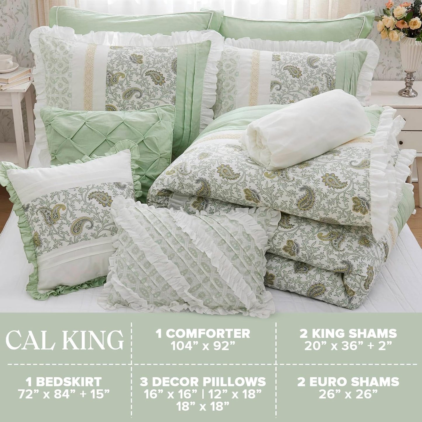 🛏️【Limited-time Special Offer】Madison Park Dawn Pure Cotton Comfort Bedding Set of 9 Items 💎