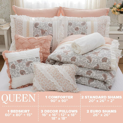 🛏️【Limited-time Special Offer】Madison Park Dawn Pure Cotton Comfort Bedding Set of 9 Items 💎