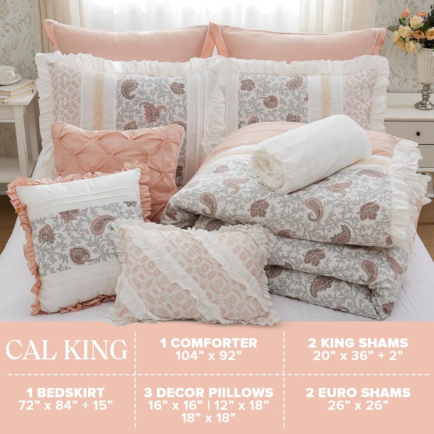 🛏️【Limited-time Special Offer】Madison Park Dawn Pure Cotton Comfort Bedding Set of 9 Items 💎