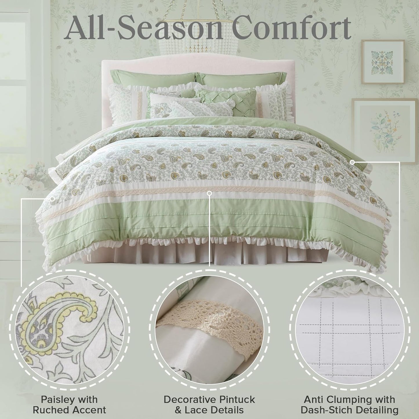 🛏️【Limited-time Special Offer】Madison Park Dawn Pure Cotton Comfort Bedding Set of 9 Items 💎