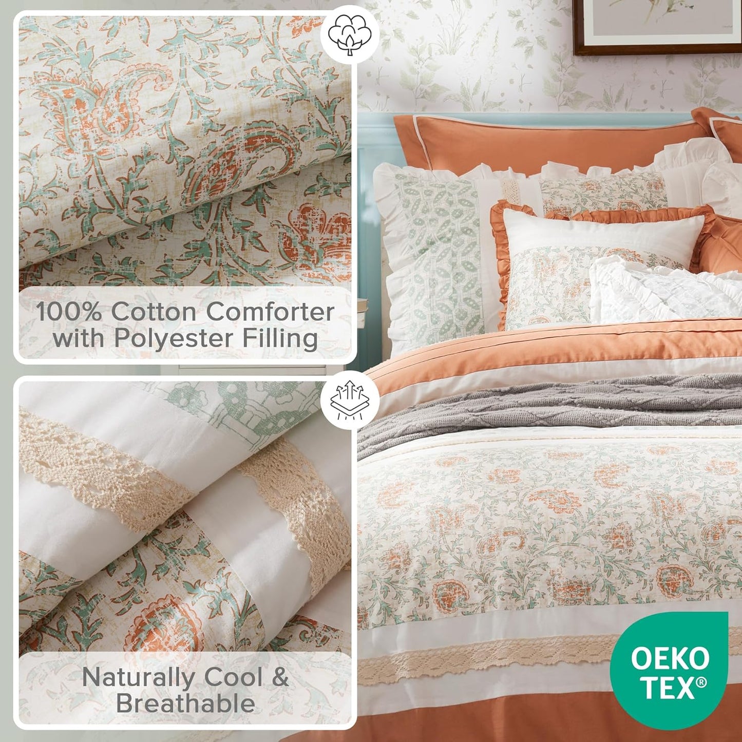 🛏️【Limited-time Special Offer】Madison Park Dawn Pure Cotton Comfort Bedding Set of 9 Items 💎