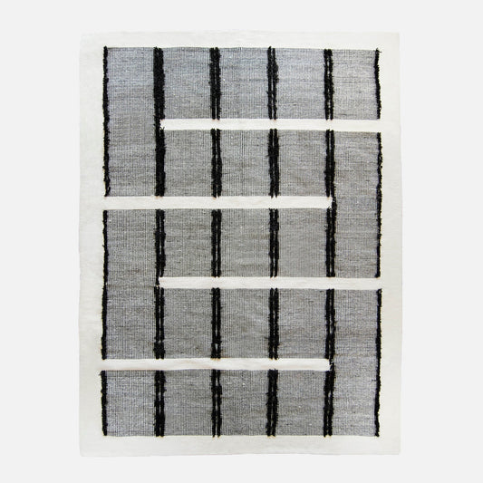 Black and White Geometric Rug - Wool
