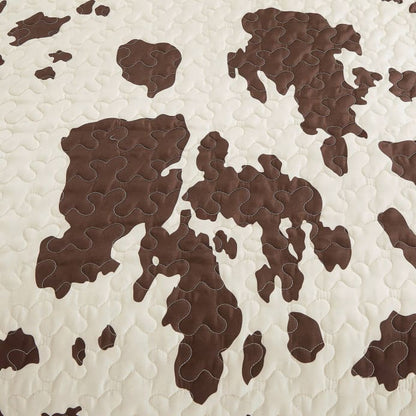 Rustic Cowhide Brown Cow Skull Quilt Set