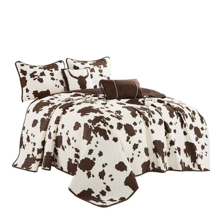Rustic Cowhide Brown Cow Skull Quilt Set