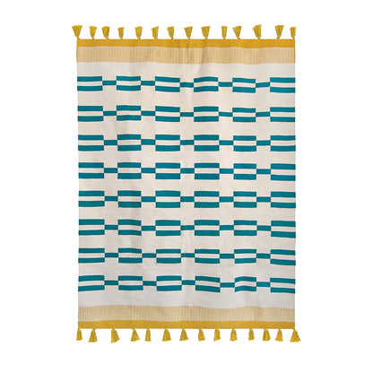 Yellow Teal Rug - Cotton